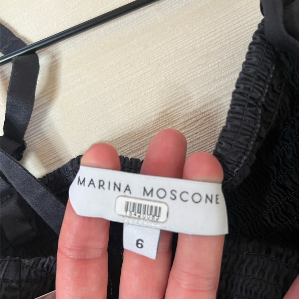Marina Moscone Floral Bustier Midi Dress Smocked Bodice Garden Party Old Money - Picture 8 of 12
